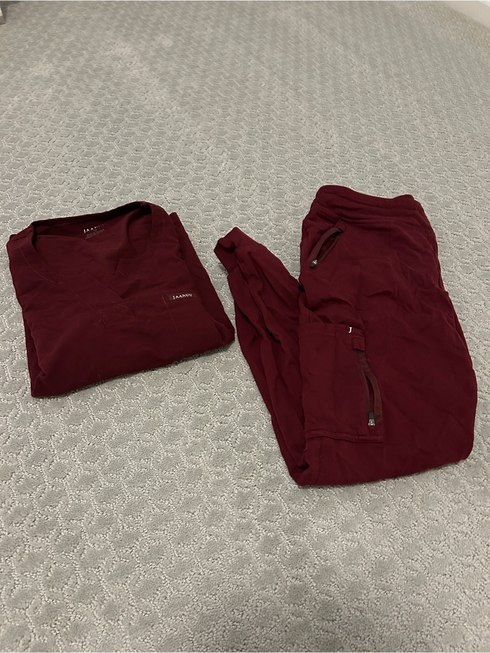 Jaanuu Maroon Scrub Set with Jogger Pants